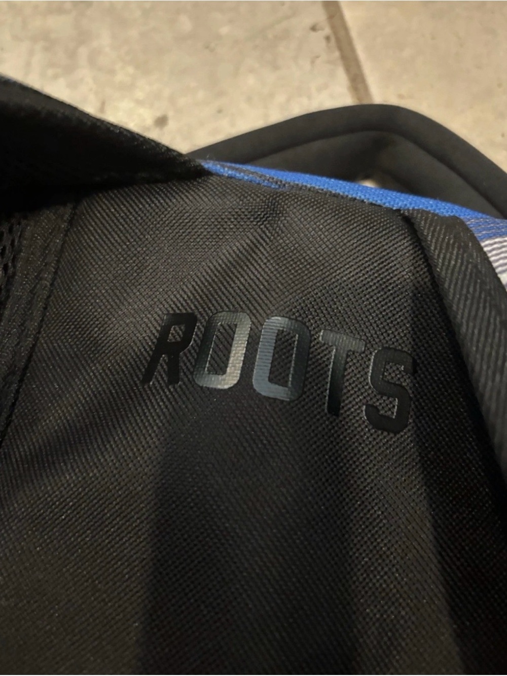 Roots Backpack Book Bag 6 Zipped Beaver Blue Striped Y2K School Canada - Picture 5 of 5
